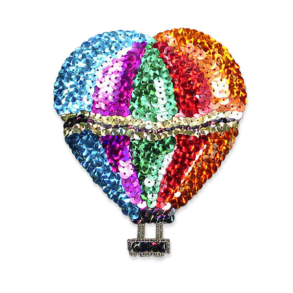 Multi Color Hot Air Balloon Beaded Sequin Applique/Patch 5" x 4 1/4" - Multi Colors Sequin & Beaded Appliques