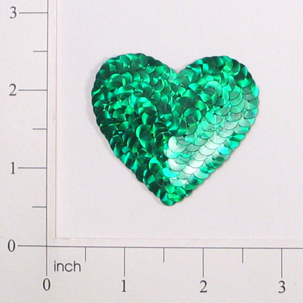 Prism Heart Sequin Applique/Patch 4" X 5" Green Sequin & Beaded Appliques