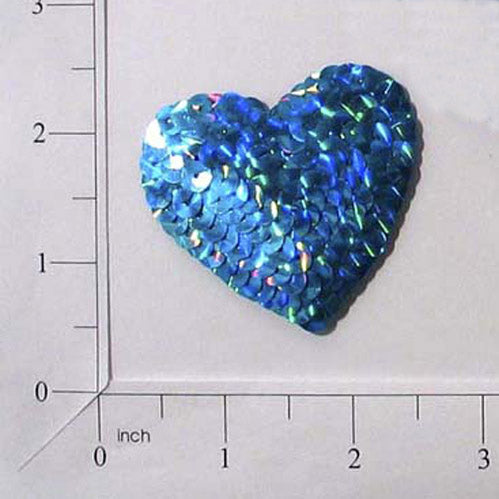 Prism Heart Sequin Applique/Patch 4" X 5" Aqua Blue Sequin & Beaded Appliques