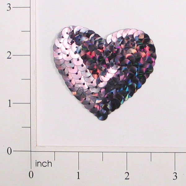 Prism Heart Sequin Applique/Patch 4" X 5" Black Aurora Borealis Sequin & Beaded Appliques
