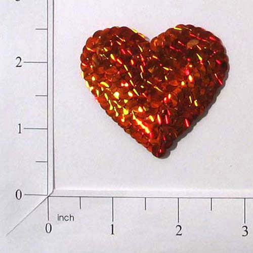 Prism Heart Sequin Applique/Patch 4" X 5" Orange Sequin & Beaded Appliques
