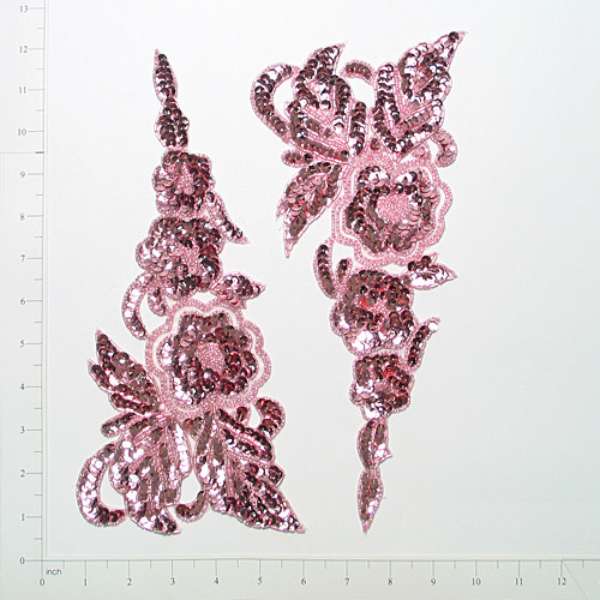 Trailing Glory Sequin Applique/Patch Pack of 2 - Mauve Sequin & Beaded Appliques
