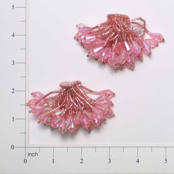 Beaded Pom Sequin Applique/Patch Pack of 2 Mauve Sequin & Beaded Appliques