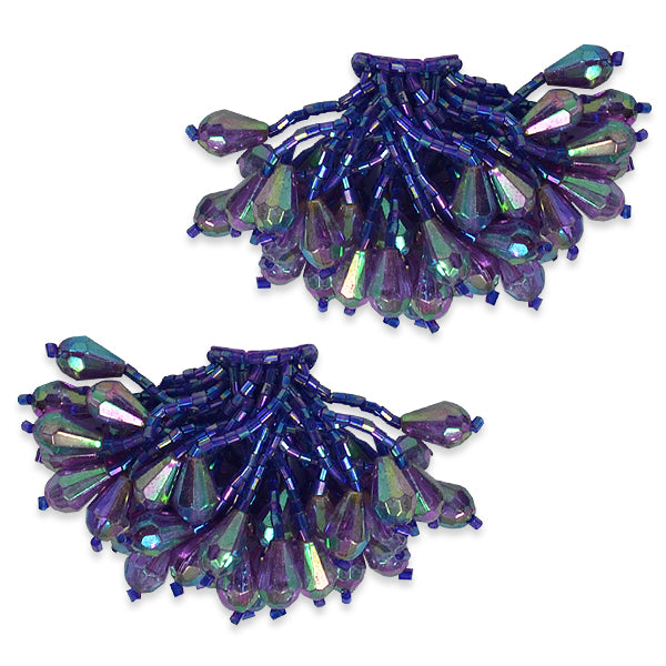 Beaded Pom Sequin Applique/Patch Pack of 2 Purple Sequin & Beaded Appliques