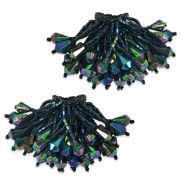 Beaded Pom Sequin Applique/Patch Pack of 2 Black Iris Sequin & Beaded Appliques