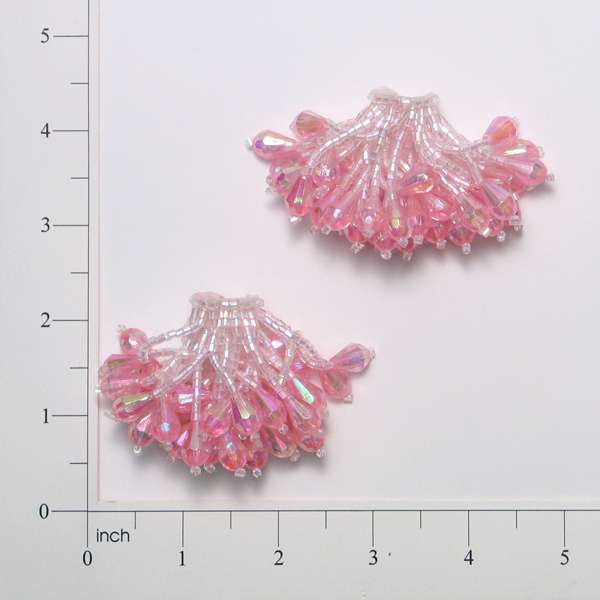 Beaded Pom Sequin Applique/Patch Pack of 2 Pink Sequin & Beaded Appliques
