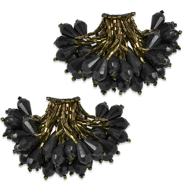 Beaded Pom Sequin Applique/Patch Pack of 2 Black Copper Sequin & Beaded Appliques