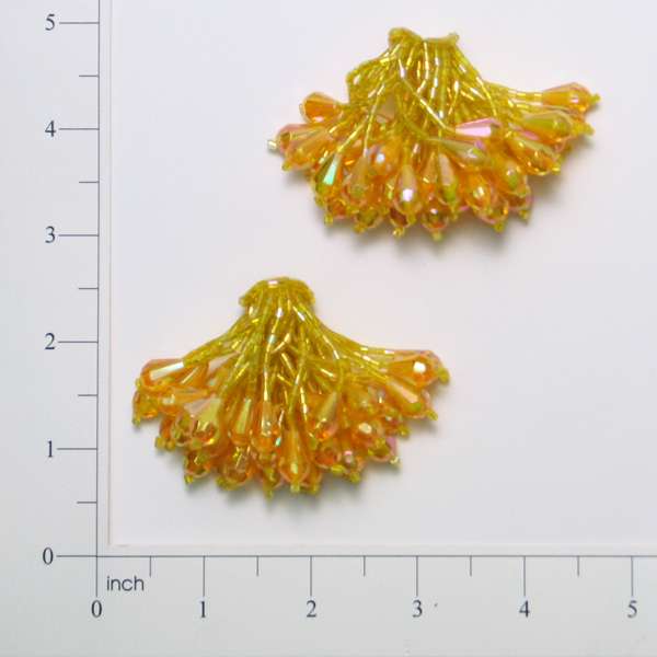 Beaded Pom Sequin Applique/Patch Pack of 2 Yellow Sequin & Beaded Appliques