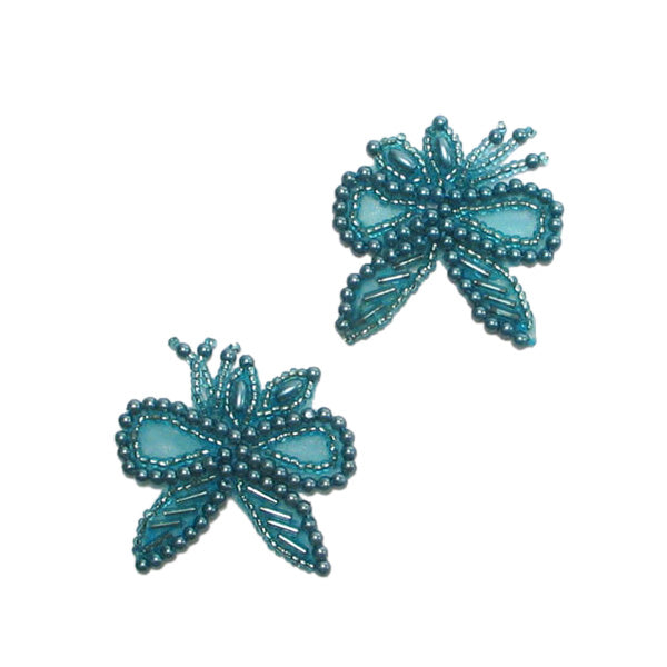 Beaded Bow with Leaf Applique/Patch Pack of 2 Default Title Sequin & Beaded Appliques