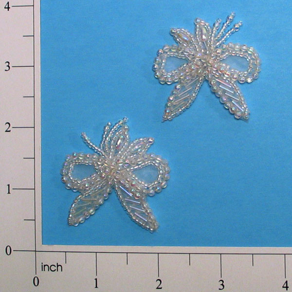 Beaded Bow with Leaf Applique/Patch Pack of 2 Sequin & Beaded Appliques