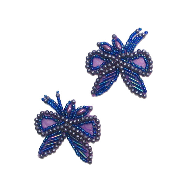 Beaded Bow with Leaf Applique/Patch Pack of 2 Sequin & Beaded Appliques