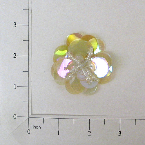 Mini Flower Sequin Applique/Patch - Crystal Aurora Borealis Sequin & Beaded Appliques