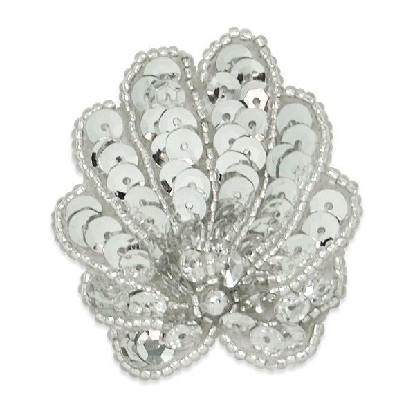 Small Shell Sequin Applique/Patch Silver Sequin & Beaded Appliques