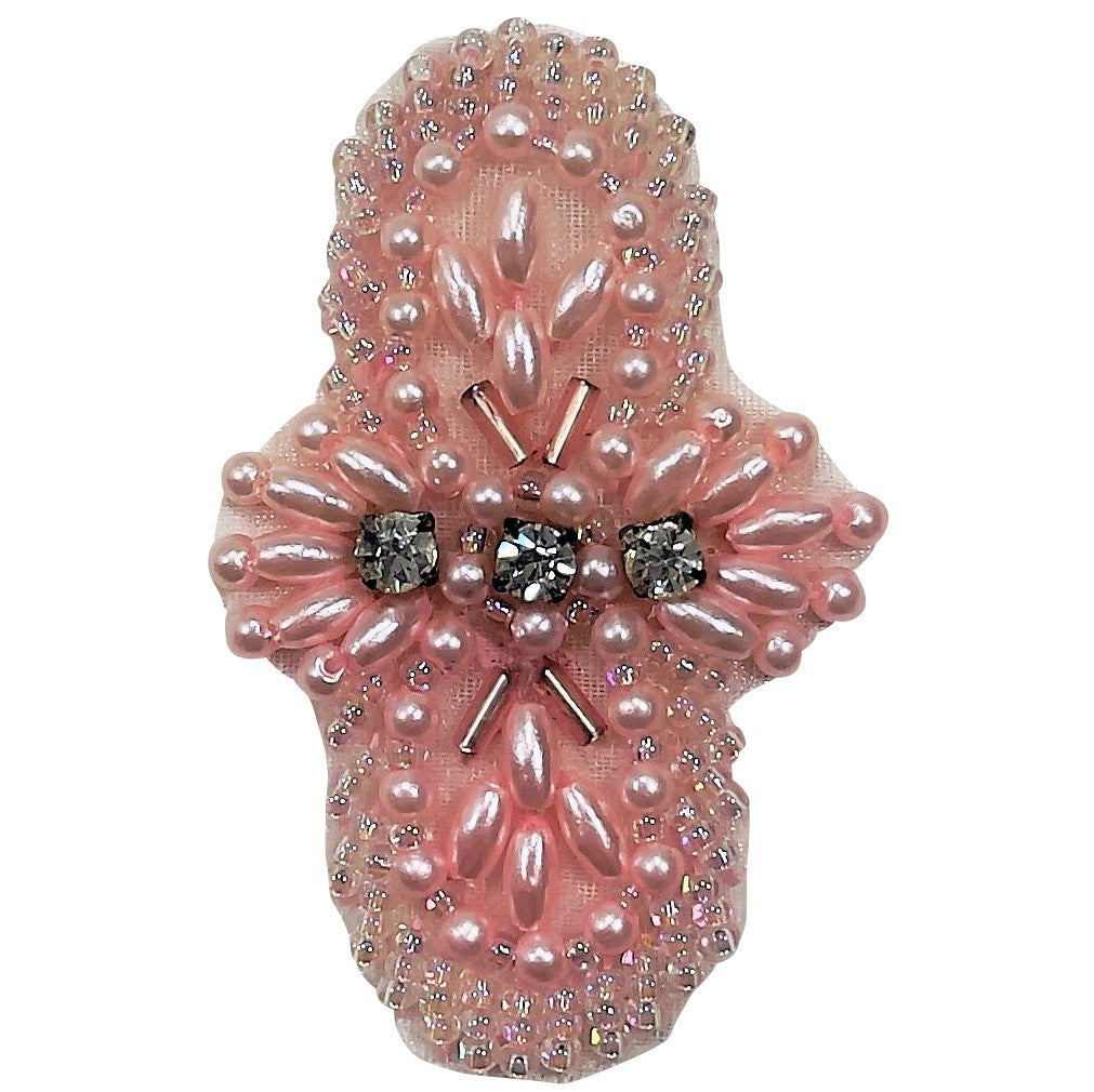 Rhinestone Beaded Medallion Applique Pack of 2 - Rose Sequin & Beaded Appliques