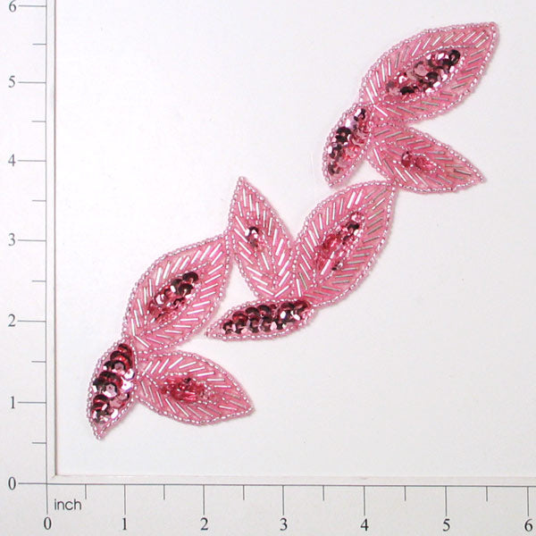 Foliage Beaded Sequin Applique/Patch Pack of 2 Mauve Sequin & Beaded Appliques
