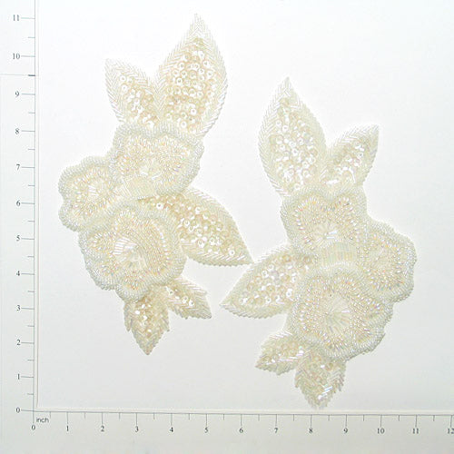 Floral Sequin Applique/Patch Pack of 2 Sequin & Beaded Appliques