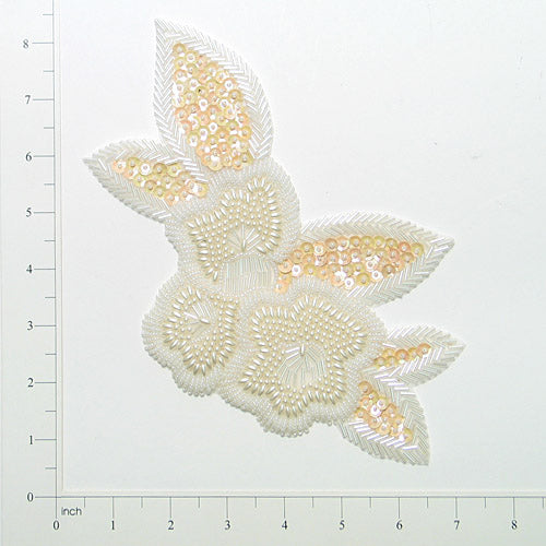 Floral Sequin Applique/Patch Pack of 2 Topaz Sequin & Beaded Appliques
