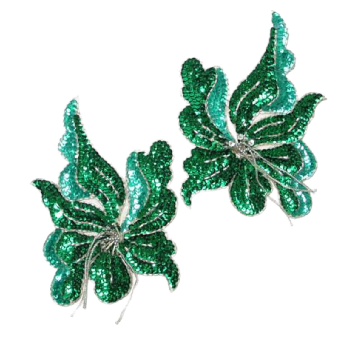 Orchid Sequin Applique Pack 2 Pack 8" x 6" Kelly Green Sequin & Beaded Appliques