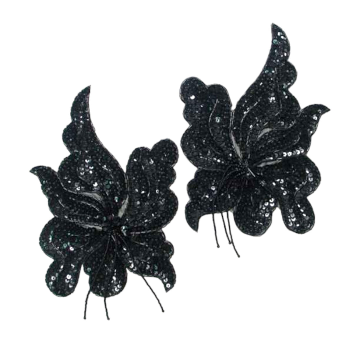 Orchid Sequin Applique Pack 2 Pack 8" x 6" Black Sequin & Beaded Appliques