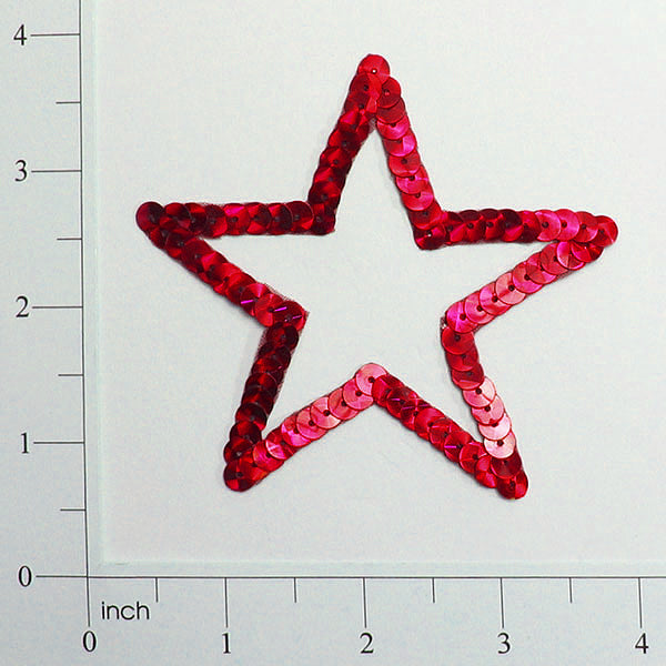 3 1/2" Prism Star Outline Sequin Applique/Patch - Red Sequin & Beaded Appliques