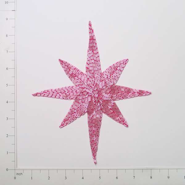 North Star Beaded Applique/Patch Fuchsia Star Appliques