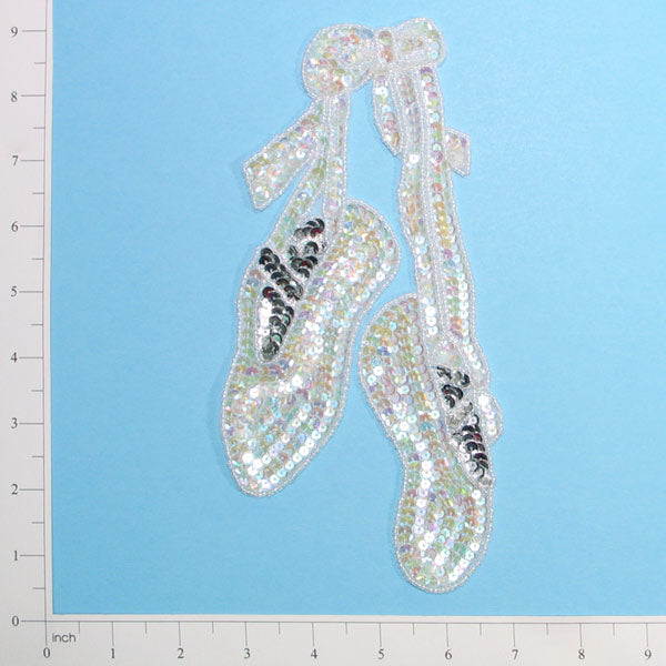 Dance Slippers Sequin Applique/Patch - Crystal Aurora Borealis Sequin & Beaded Appliques