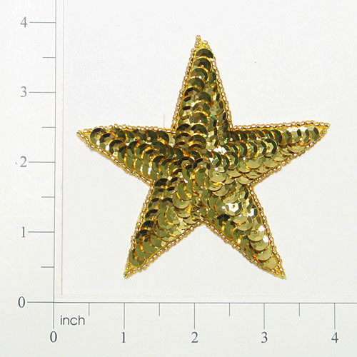 Sequin Star Applique 3 1/2" Gold Sequin & Beaded Appliques