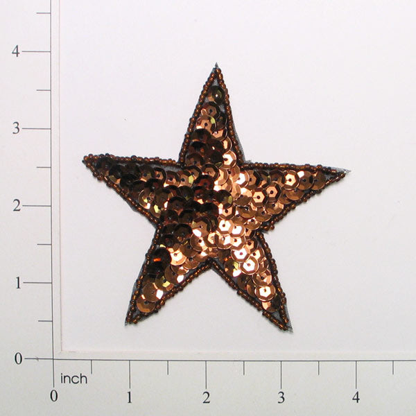 Sequin Star Applique 3 1/2" Bronze Sequin & Beaded Appliques