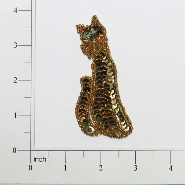 Cat with Bow Sequin Applique/Patch Gold Bow Appliques