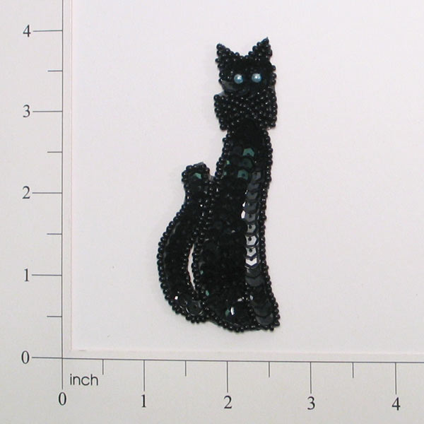 Cat with Bow Sequin Applique/Patch Black Bow Appliques