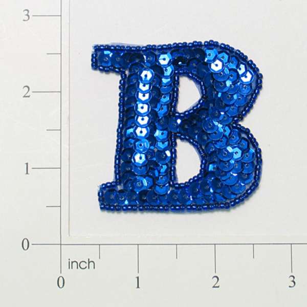 Letter B Sequin Applique/Patch Blue Sequin & Beaded Appliques