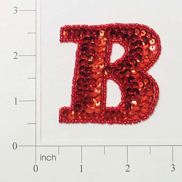 Letter B Sequin Applique/Patch Red Sequin & Beaded Appliques