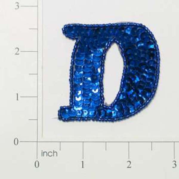 Letter D Sequin Applique/Patch Blue Sequin & Beaded Appliques