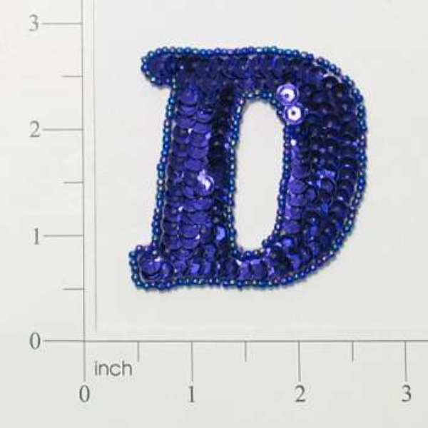 Letter D Sequin Applique/Patch Purple Sequin & Beaded Appliques