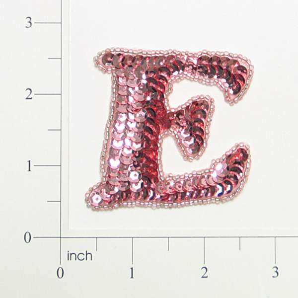 Letter E Sequin Applique/Patch Mauve Sequin & Beaded Appliques