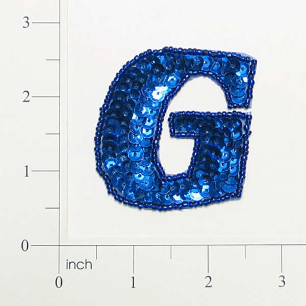 Letter G Sequin Applique/Patch Blue Sequin & Beaded Appliques