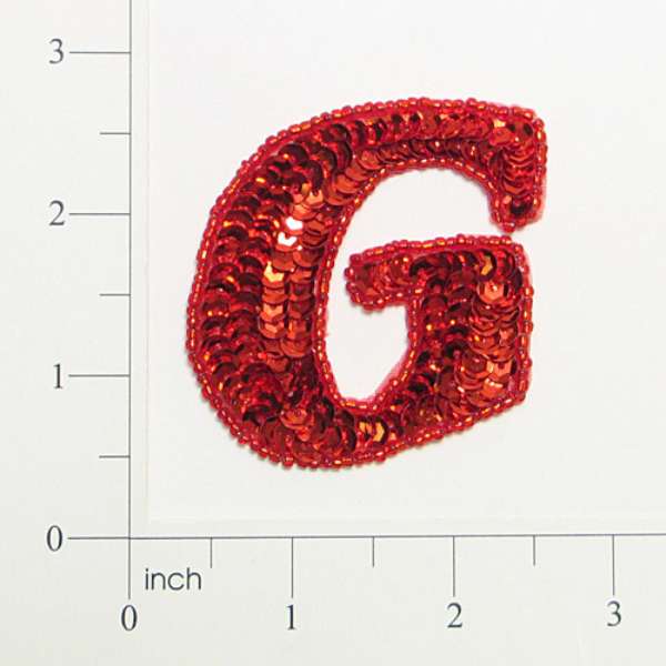 Letter G Sequin Applique/Patch Red Sequin & Beaded Appliques