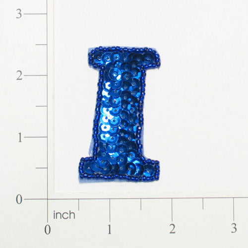 Letter I Sequin Applique/Patch Blue Sequin & Beaded Appliques