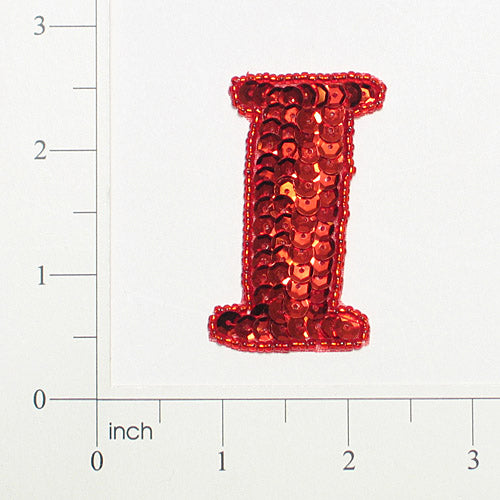 Letter I Sequin Applique/Patch Red Sequin & Beaded Appliques