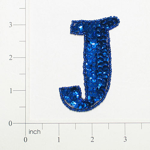 Letter J Sequin Applique Blue Sequin & Beaded Appliques