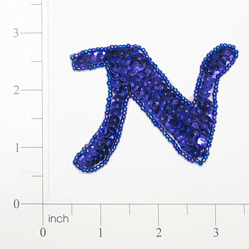 Letter N Sequin Applique/Patch Purple Sequin & Beaded Appliques