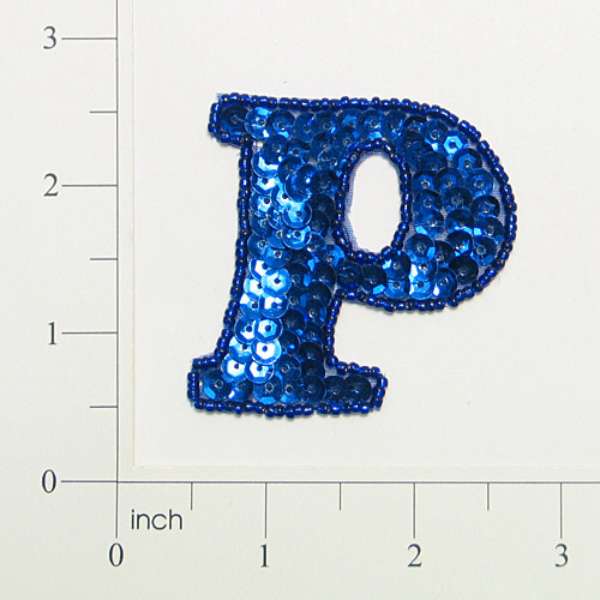 Letter P Sequin Applique/Patch Blue Sequin & Beaded Appliques