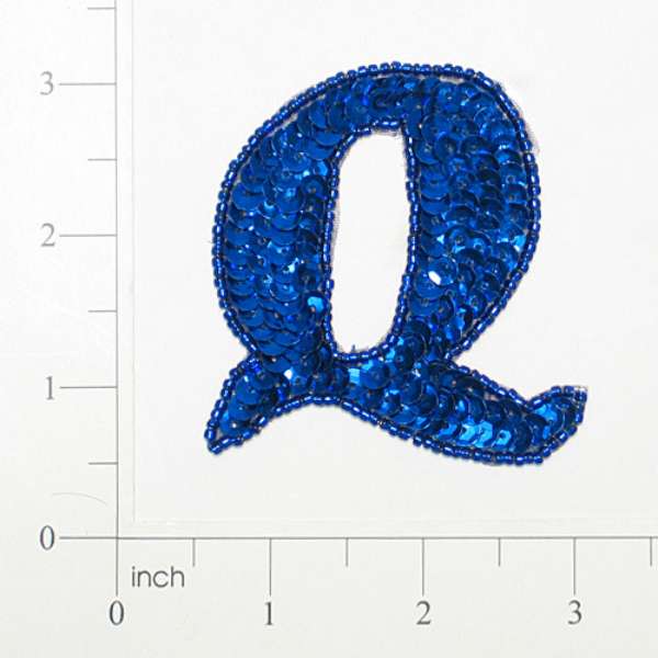 Letter Q Sequin Applique/Patch Blue Sequin & Beaded Appliques