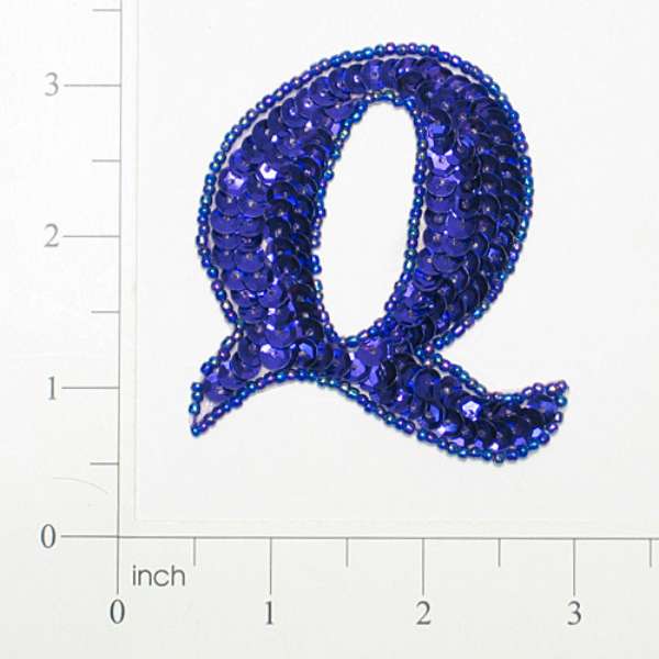 Letter Q Sequin Applique/Patch Purple Sequin & Beaded Appliques