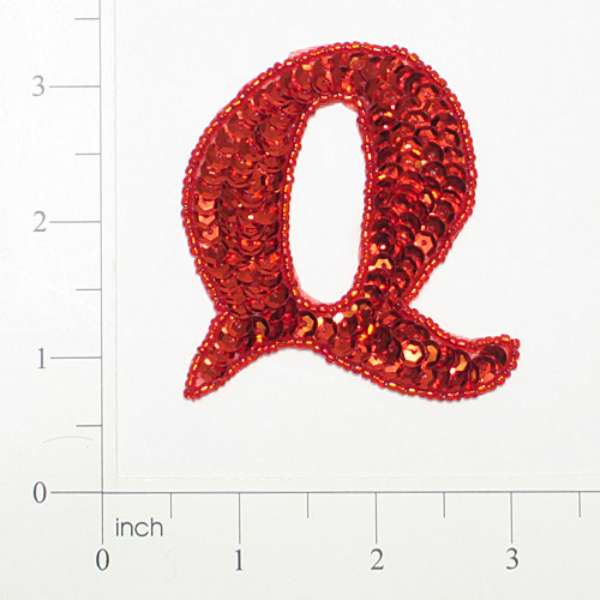 Letter Q Sequin Applique/Patch Red Sequin & Beaded Appliques