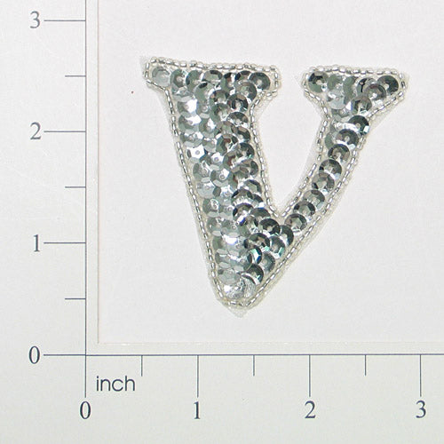 Letter V Sequin Applique/Patch Sequin & Beaded Appliques