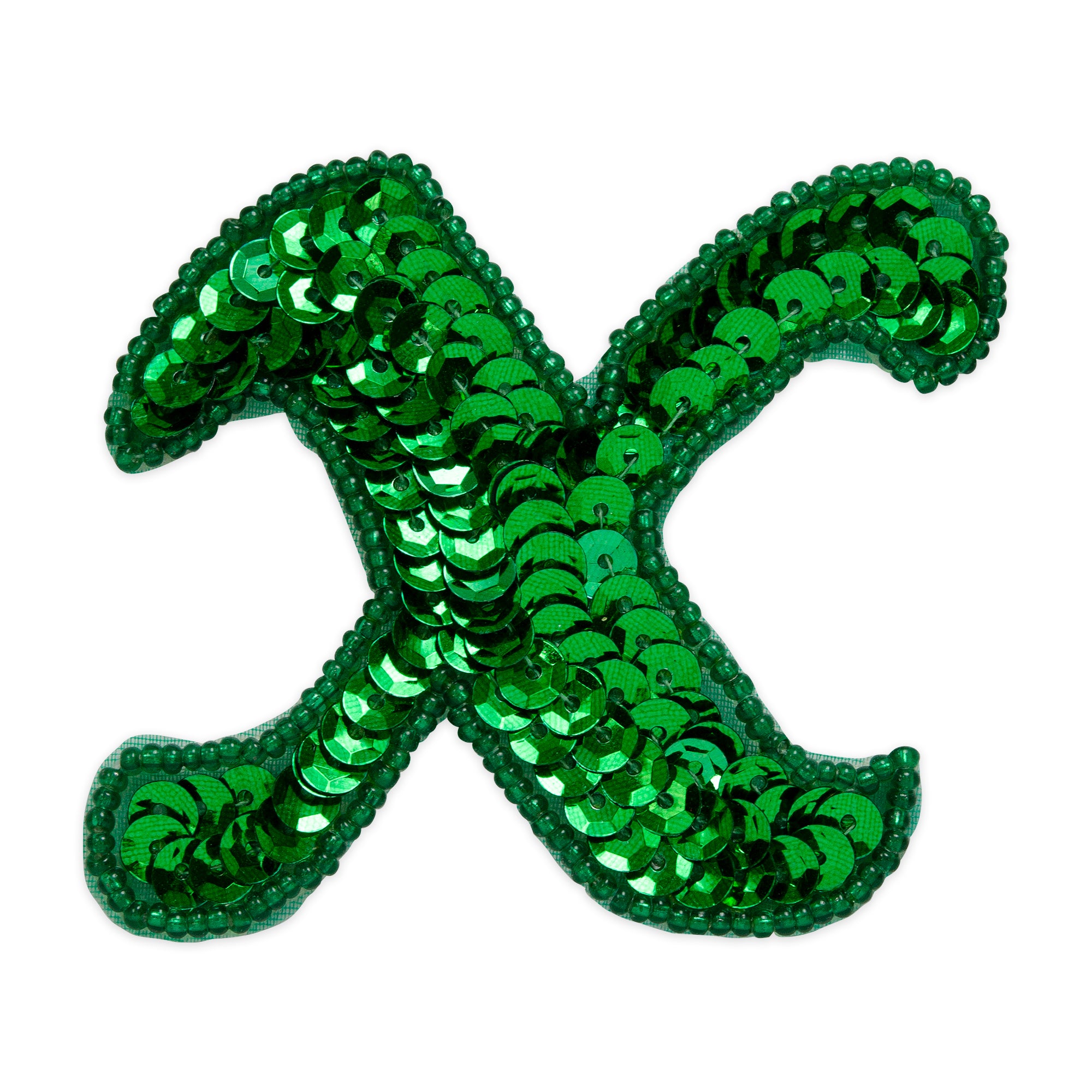 Letter X Sequin Applique/Patch Green Sequin & Beaded Appliques