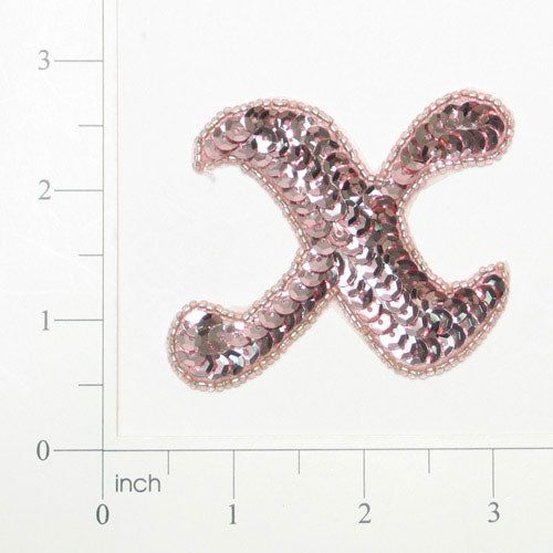 Letter X Sequin Applique/Patch Mauve Sequin & Beaded Appliques
