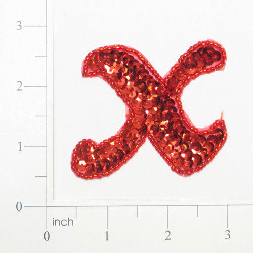 Letter X Sequin Applique/Patch Red Sequin & Beaded Appliques