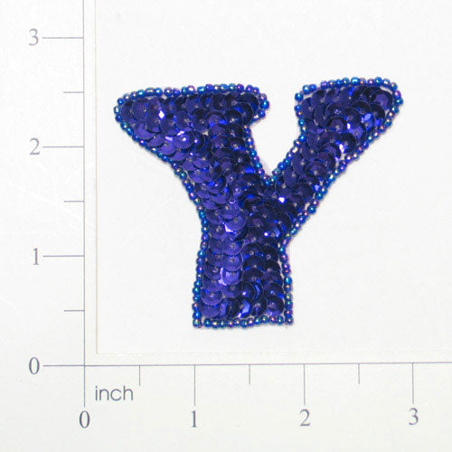 Letter Y Sequin Applique/Patch Purple Sequin & Beaded Appliques